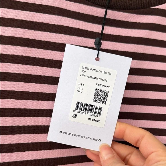 Princess Polly Pink and Brown Striped Top - Picture 4 of 5